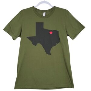 Camp Gladiator Texas Heart Olive Green Graphic T-Shirt Womens Medium State Pride